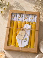 Luxury Yellow Bicycle Embroidered Table Set for 6 | Handmade Placemats, Napkins & Gift Box