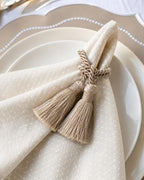 Luxury Table Set for 6 – Beige Placemats, Napkins & Handmade Napkin Rings | Gift Box | ArtByCrosa