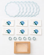 Luxury Hydrangea Blue Table Set for 6 | Handmade Gift Box | ArtByCrosa