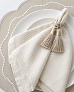 Luxury Table Set for 6 – Beige Placemats, Napkins & Handmade Napkin Rings | Gift Box | ArtByCrosa