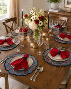 Double Side Cherry Placemat Set for 6 | Reversible Table Linen Gift Box | Handmade by ArtByCrosa