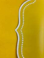 Luxury Yellow Bicycle Embroidered Table Set for 6 | Handmade Placemats, Napkins & Gift Box