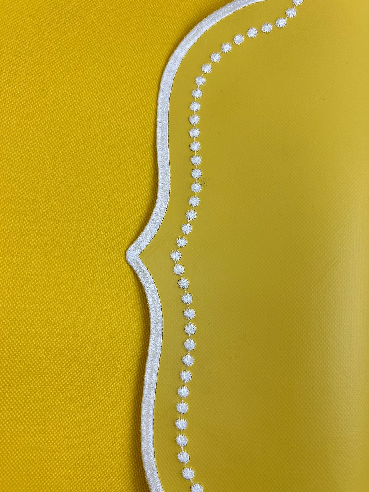 Luxury Yellow Bicycle Embroidered Table Set for 6 | Handmade Placemats, Napkins & Gift Box