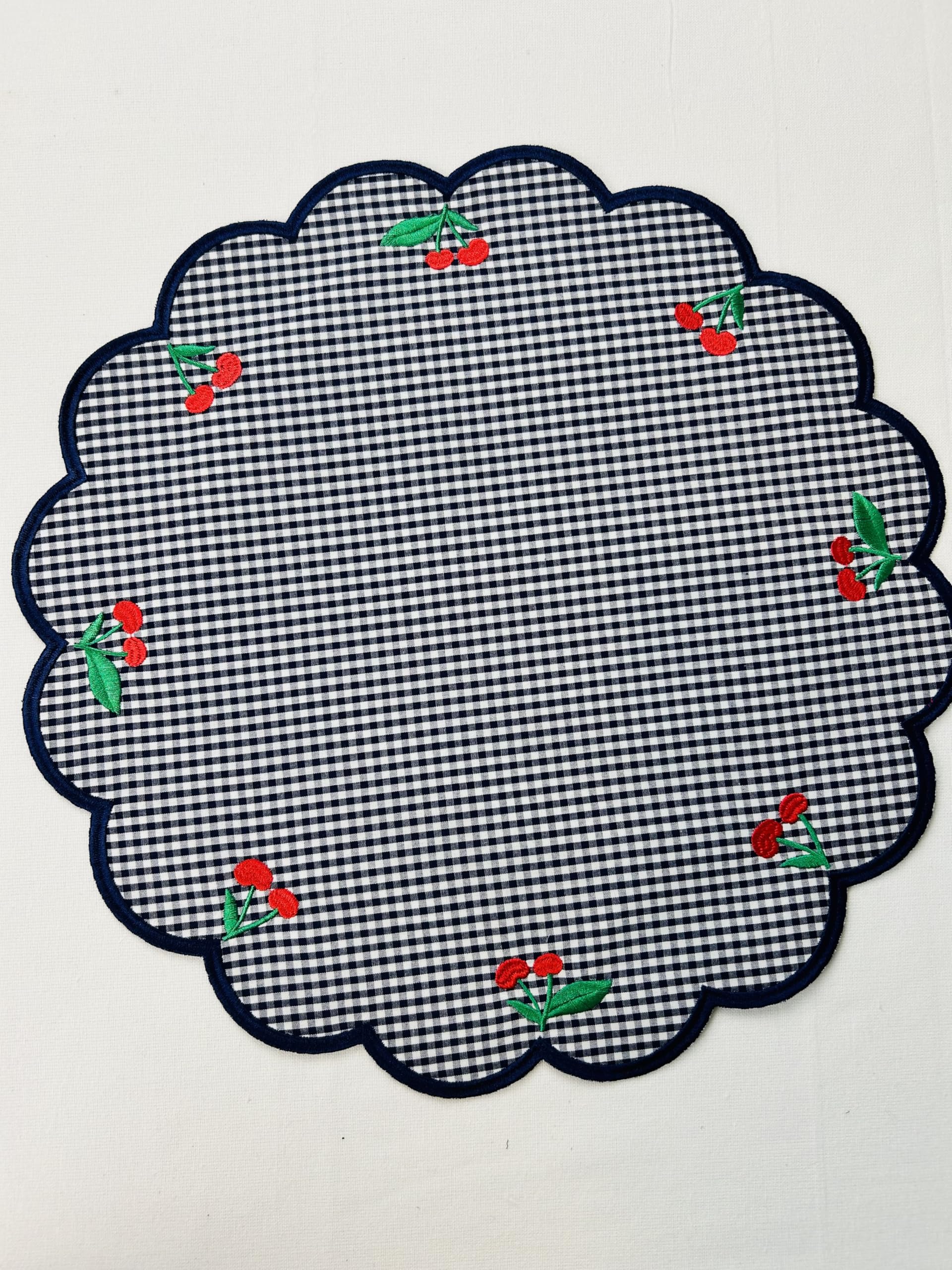 Placemats set of 4 Cherry Table Decor Summer White Kitchen Gift for Hostess Dining Set Christmas Decor Cottage Style Placemat Bundle for Kitchen Red Cherry Set Gingham Place mat Reversible Table Decor
