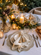 Luxury Table Set for 6 – Beige Placemats, Napkins & Handmade Napkin Rings | Gift Box | ArtByCrosa