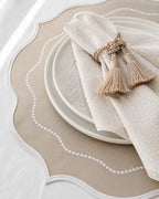 Luxury Table Set for 6 – Beige Placemats, Napkins & Handmade Napkin Rings | Gift Box | ArtByCrosa