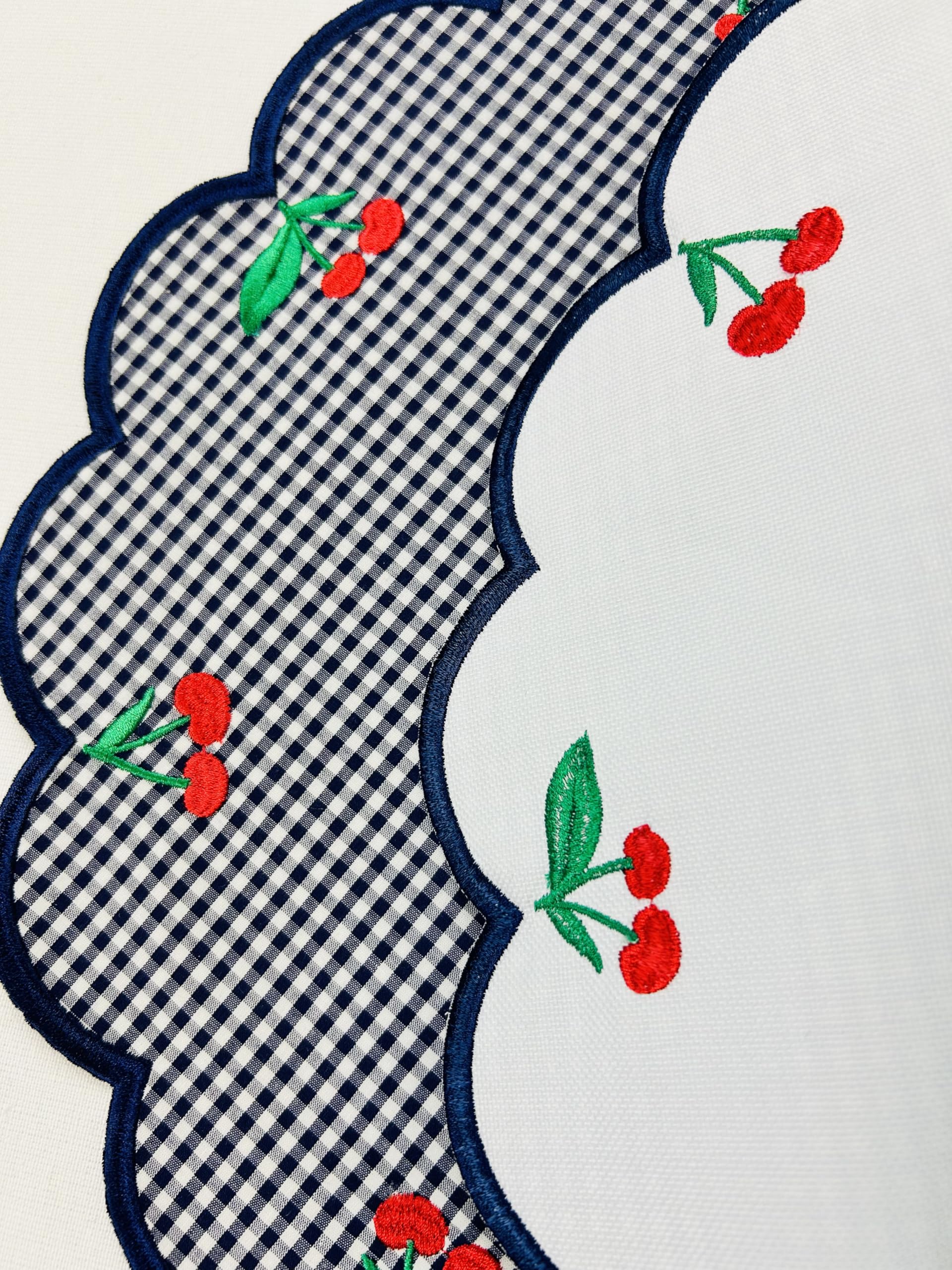 Placemats set of 4 Cherry Table Decor Summer White Kitchen Gift for Hostess Dining Set Christmas Decor Cottage Style Placemat Bundle for Kitchen Red Cherry Set Gingham Place mat Reversible Table Decor