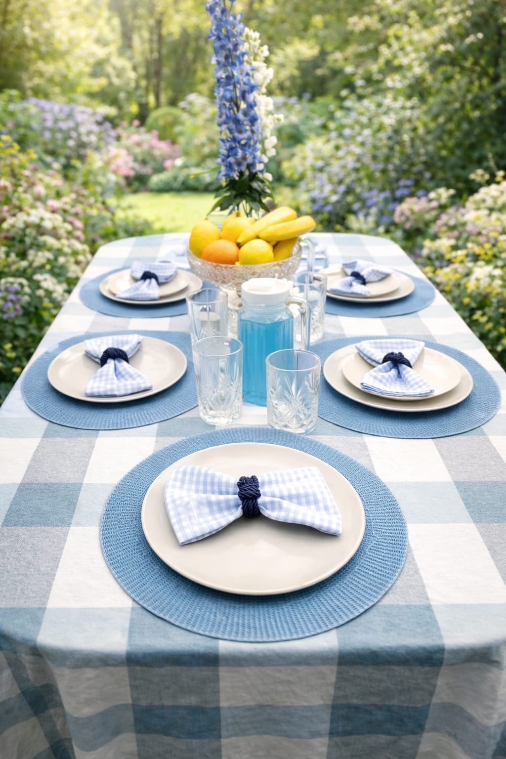 Blue Placemat Set of 6 – Round Table Mats – Elegant Table Decor – Dining Table Setting