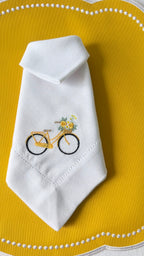 Elegant dining table styled with the handmade yellow bicycle collection.