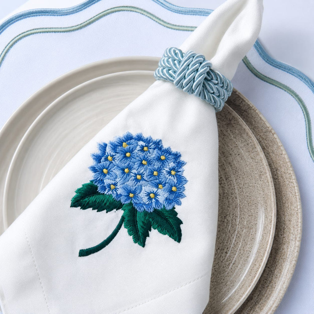 Luxury Hydrangea Blue Table Set for 6 | Handmade Gift Box | ArtByCrosa