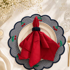 Double Side Cherry Placemat Set for 6 | Reversible Table Linen Gift Box | Handmade by ArtByCrosa