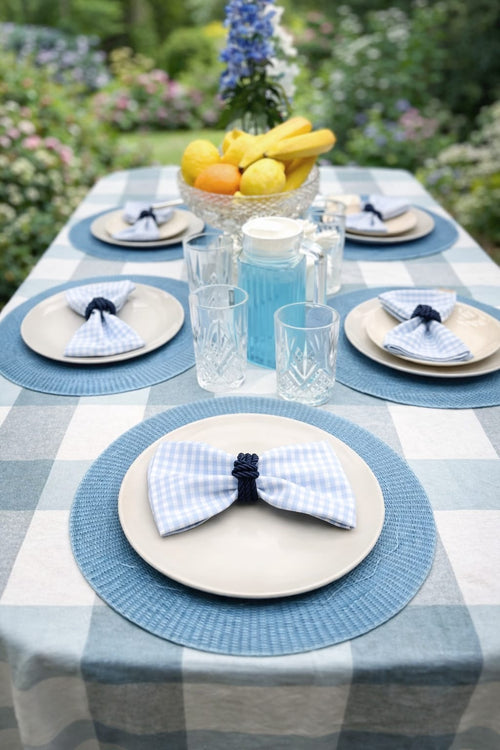 Blue Placemat Set of 6 – Round Table Mats – Elegant Table Decor – Dining Table Setting
