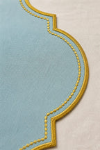Luxury Hydrangea Table Set for 6 | Blue Placemats, Embroidered Napkins & Handmade Napkin Rings | Gift Box