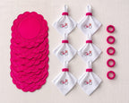 Pink Embroidered Table Setting Set for 6 – Bicycle Napkins, Placemats & Napkin Rings