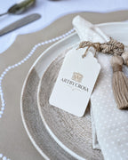 Luxury Table Set for 6 – Beige Placemats, Napkins & Handmade Napkin Rings | Gift Box | ArtByCrosa