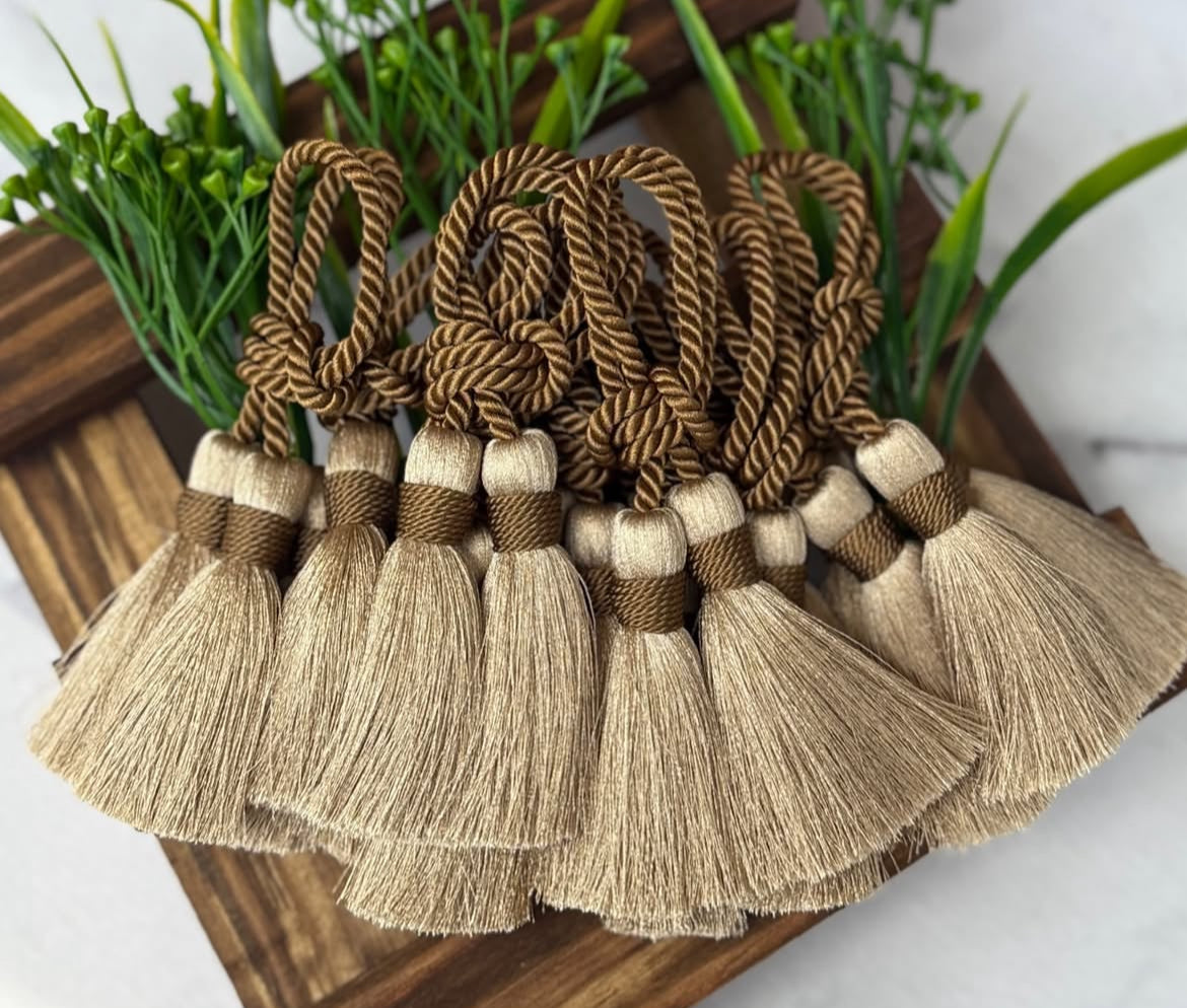 Tassel Napkin Ring Boho Set Dining Decor Wedding Bundle Rustic Gift Handmade Accent Table Holder Cotton Design Farmhouse Style Special Set