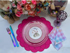 Hot Pink Scalloped Placemats – Set of 4 | Elegant Table Decor for Spring, Easter & Everyday Dining | Heat-Resistant, Easy-Care Table Mats
