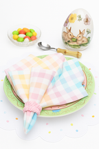 Pastel Gingham Cotton Napkin Set – Soft Woven Table Napkins | Set of 4 or 6 | Handmade Table Décor