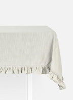 Ruffled Cotton Tablecloth 140 × 180 cm – 100% Cotton | Elegant Neutral Table Cover for Dining Room, Christmas, Weddings & Everyday Decor