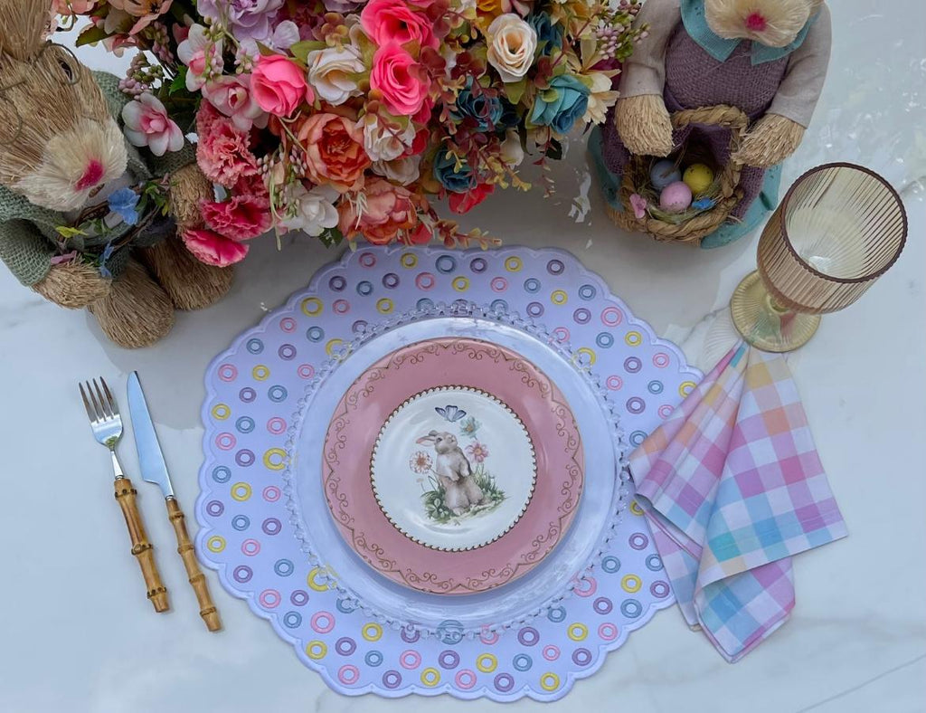 Pastel Gingham Cotton Napkin Set – Soft Woven Table Napkins | Set of 4 or 6 | Handmade Table Décor