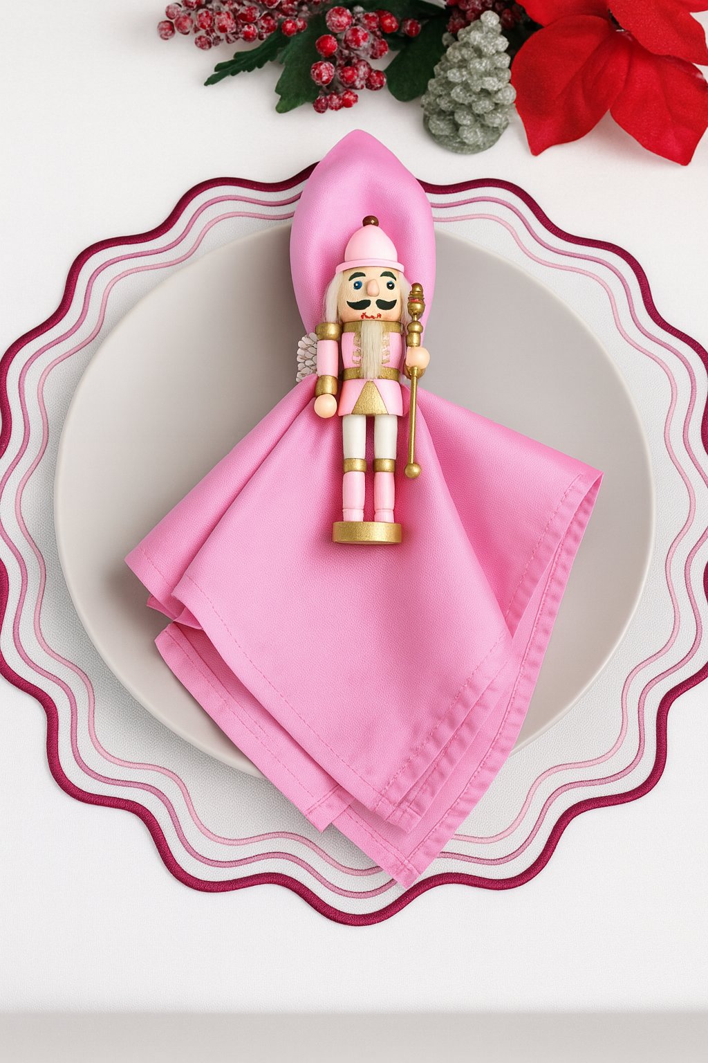 Pink Ombré Scalloped Placemat Set of 6 – Elegant Table Setting for Christmas, Weddings & Girls’ Night | ArtbyCrosa