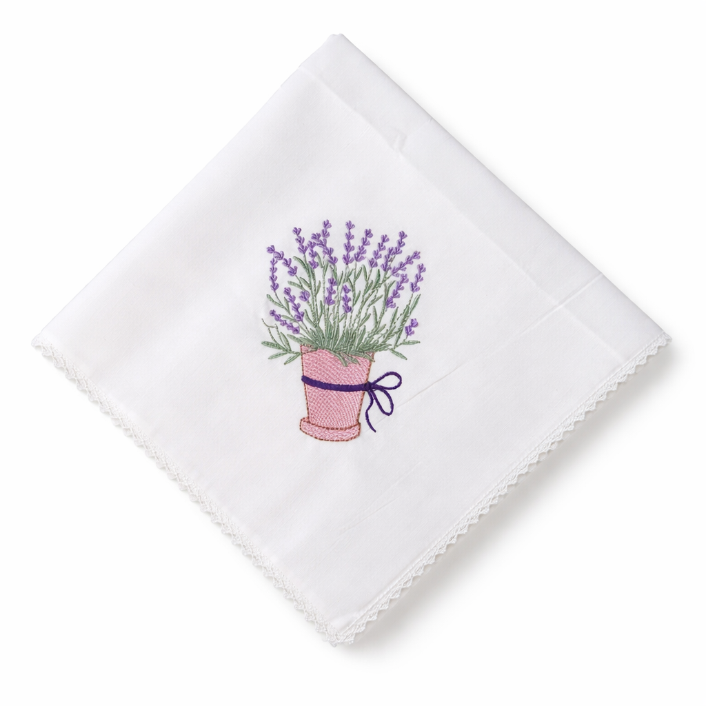 Lavender Embroidered Napkin Set (Set of 6) – 100% Cotton Table Linen | Elegant Dining Decor