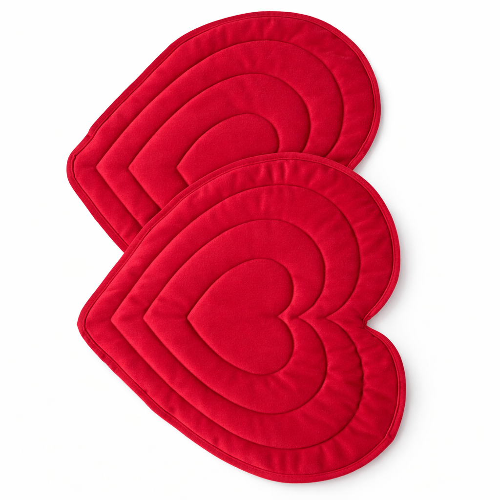 Heart Shaped Placemats – Set of 2 | Valentine’s Table Décor for Romantic Dinners