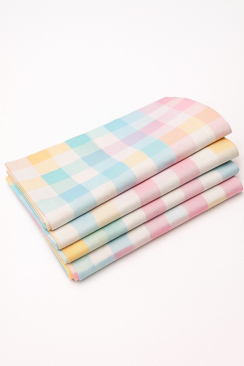 Pastel Gingham Cotton Napkin Set – Soft Woven Table Napkins | Set of 4 or 6 | Handmade Table Décor