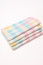 Pastel Gingham Cotton Napkin Set – Soft Woven Table Napkins | Set of 4 or 6 | Handmade Table Décor