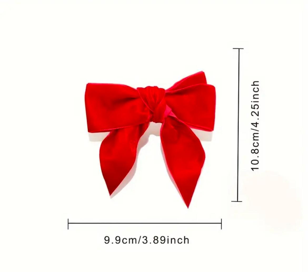 Velvet Bow Napkin Rings – Set of 4 | Holiday Table Décor, Wedding & Party Serviette Holders (Red or Green)