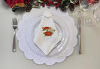 White Embroidered Placemat Set of 4 – Elegant Scalloped Table Mats for Christmas & Everyday Dining | Handmade by ArtbyCrosa