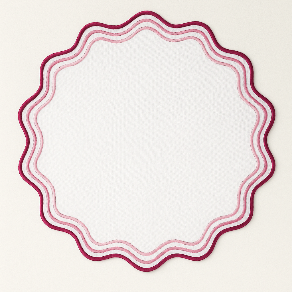 Pink Ombré Scalloped Placemat Set of 6 – Elegant Table Setting for Christmas, Weddings & Girls’ Night | ArtbyCrosa