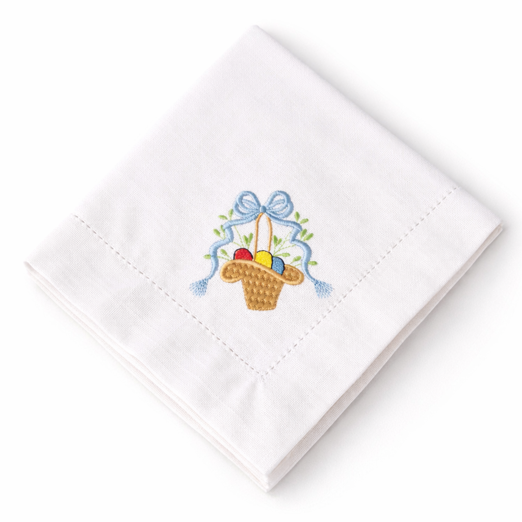Easter Embroidered Linen Napkin – Handmade Table Decor (45x45cm) | Spring Table Setting