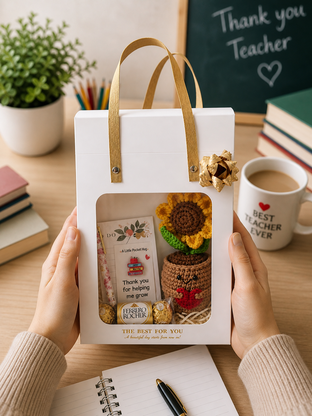 Teacher Appreciation Gift Box – Handmade Sunflower Thank You Gift | Ready to Gift Teacher Present