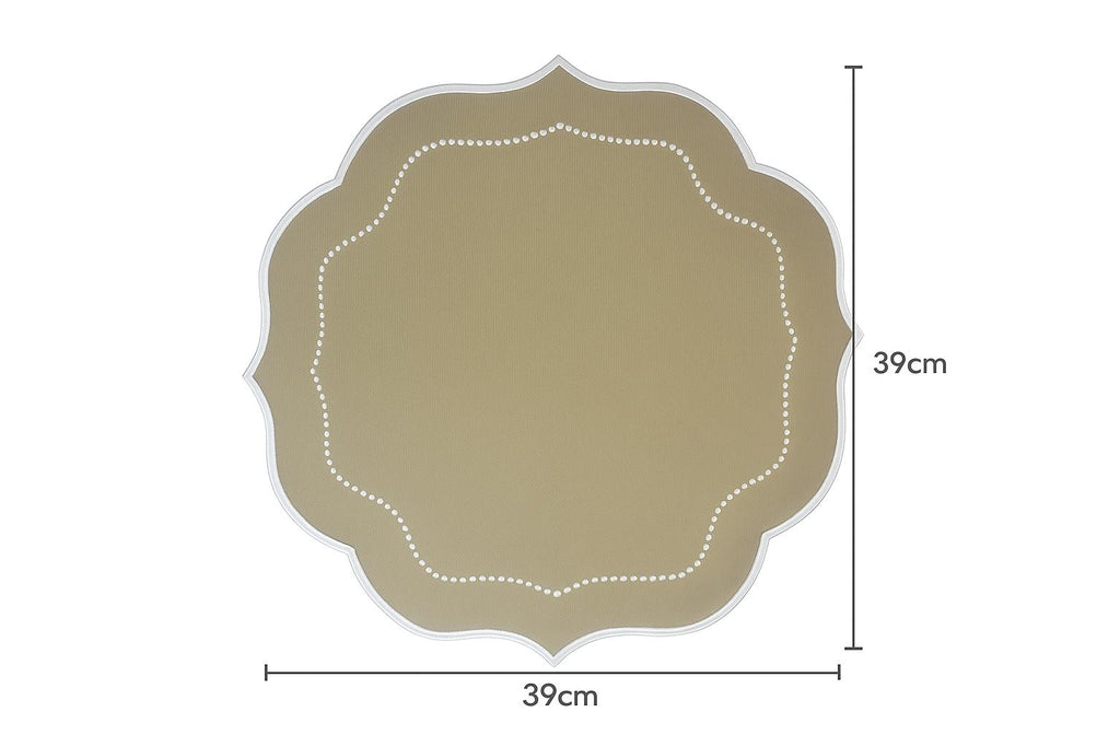 Taupe Scalloped Placemat Set of 4 – Elegant Table Mat | Neutral Dining Table Decor | Handmade Textured Placemats – Napkins Not Included