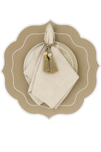 Taupe Scalloped Placemat Set of 4 – Elegant Table Mat | Neutral Dining Table Decor | Handmade Textured Placemats – Napkins Not Included