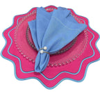Fuchsia & Blue Scalloped Placemats – Set of 6 | Elegant Reversible Table Mats by ArtbyCrosa