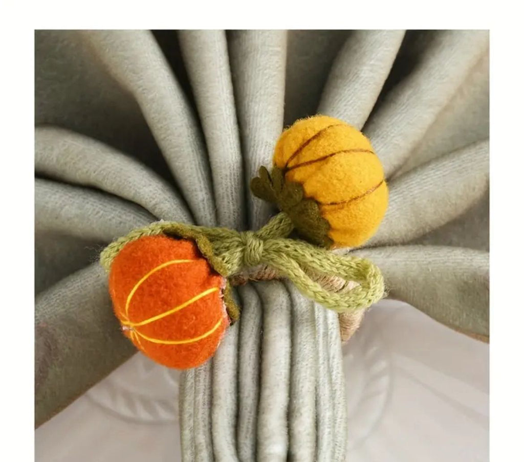 Pumpkin Napkin Rings – Set of 6 | Autumn Harvest Table Décor | Handmade Thanksgiving or Fall Table Setting Accessories