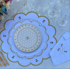 Bee Tableware Set – 6 Embroidered Placemats & 6 Linen Napkins | Luxury Dining Decor, Gold Bee Embroidery, Handmade Gift Set