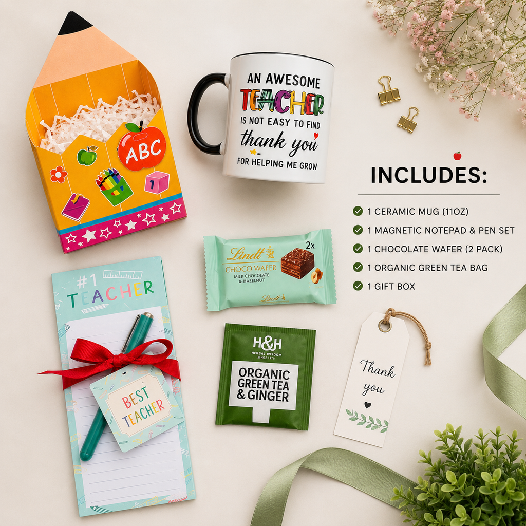 Teacher Appreciation Gift Set | Thank You Teacher Mug Gift | End of Year Teacher Gift | Ready to Gift Teacher Box