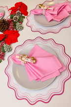 Pink Ombré Scalloped Placemat Set of 6 – Elegant Table Setting for Christmas, Weddings & Girls’ Night | ArtbyCrosa