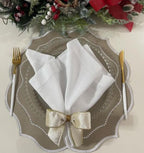 Taupe Scalloped Placemat Set of 4 – Elegant Table Mat | Neutral Dining Table Decor | Handmade Textured Placemats – Napkins Not Included