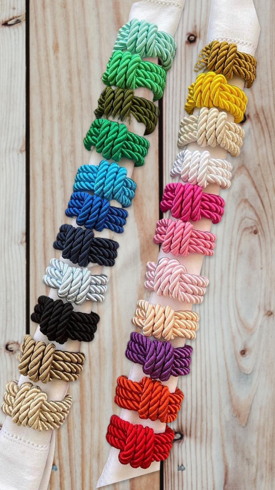 Handmade Rope Napkin Rings Set of 4 – 22 Colors Available | Elegant Table Decor for Weddings, Christmas & Everyday Dining | ArtbyCrosa Table Accessories
