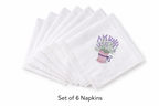 Lavender Embroidered Napkin Set (Set of 6) – 100% Cotton Table Linen | Elegant Dining Decor