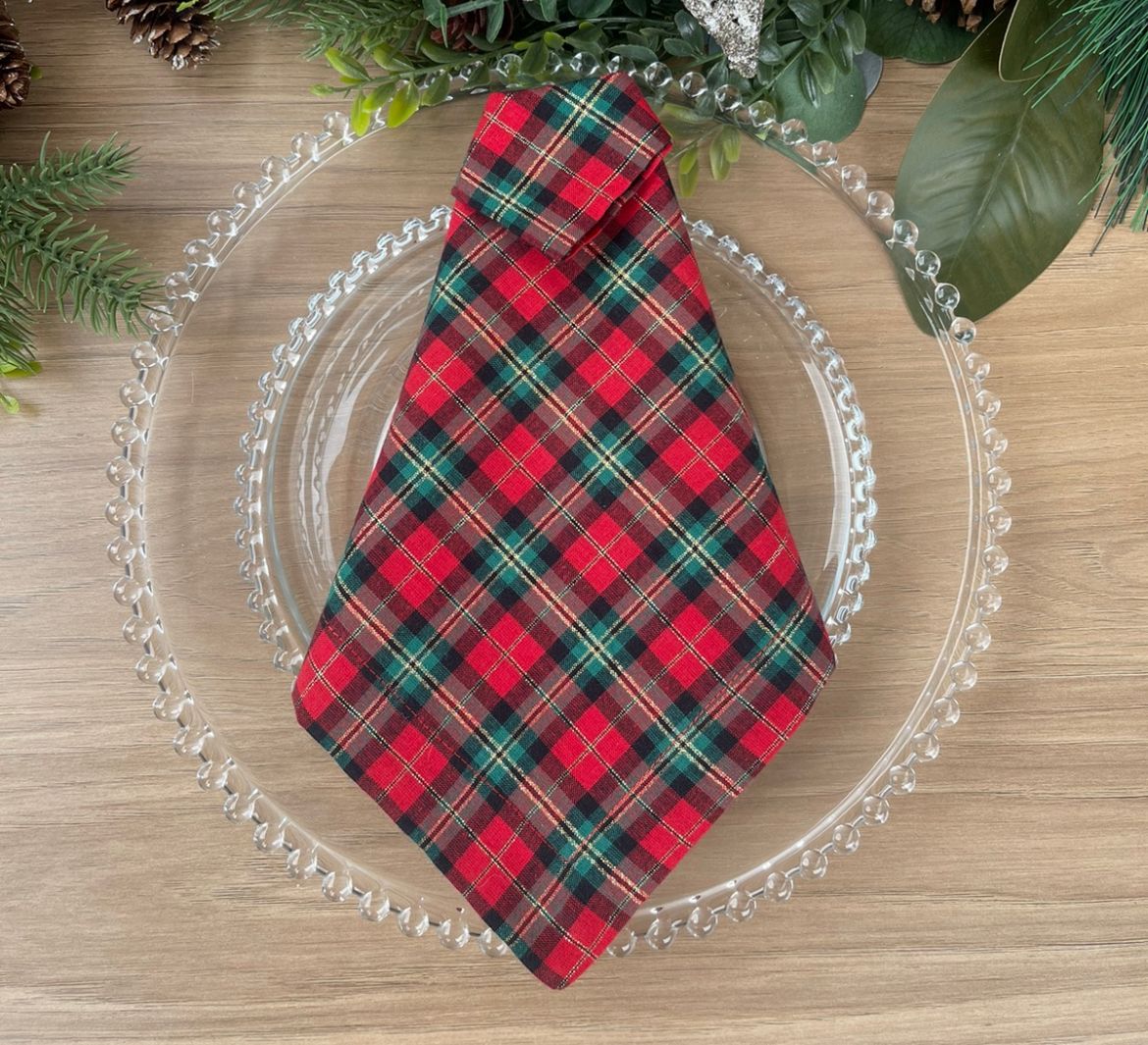 Christmas Tartan Cotton Napkins – Set of 4 | Festive Red Plaid Table Decor