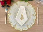 Gold Embroidered Christmas Placemat Set of 4 – Handmade Holiday Table Decor (Limited Stock)