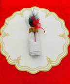 Gold Embroidered Christmas Placemat Set of 4 – Handmade Holiday Table Decor (Limited Stock)