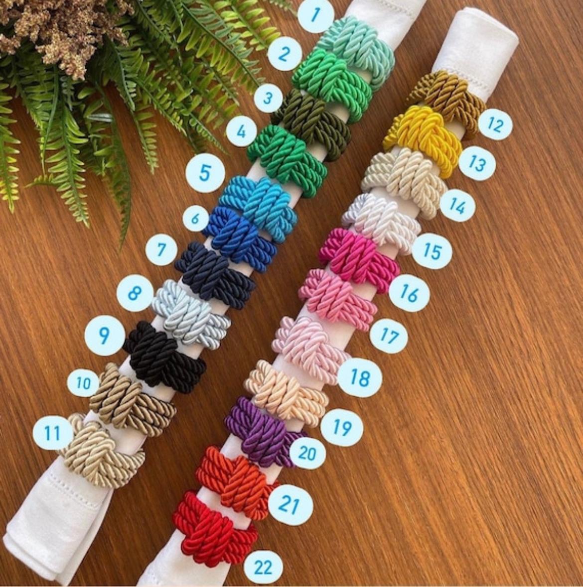 Handmade Rope Napkin Rings Set of 4 – 22 Colors Available | Elegant Table Decor for Weddings, Christmas & Everyday Dining | ArtbyCrosa Table Accessories