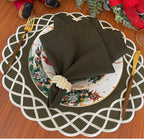 Elegant Charcoal Grey Placemats – Set of 4 | Embroidered Edge Table Mats | Handmade Table Décor for Dining, Christmas & Everyday Use