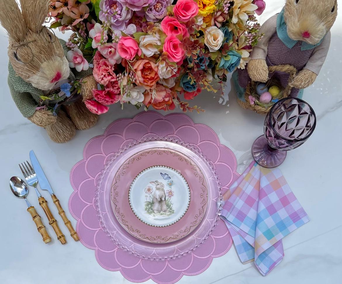 Pastel Gingham Cotton Napkin Set – Soft Woven Table Napkins | Set of 4 or 6 | Handmade Table Décor